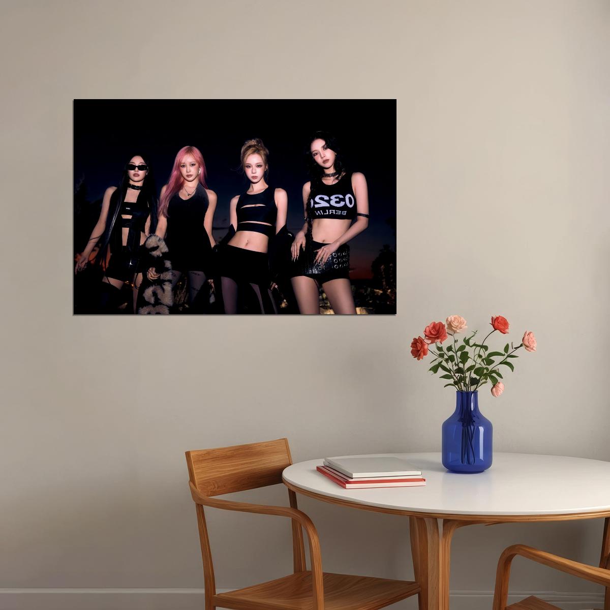 aespa Karina Winter Giselle Ningning Whiplash Album Concept Group Photo K-pop Music Poster Edgy Aesthetic Cyberpunk Female Idol Print Trendy Girl Group Wall Art - xonomax