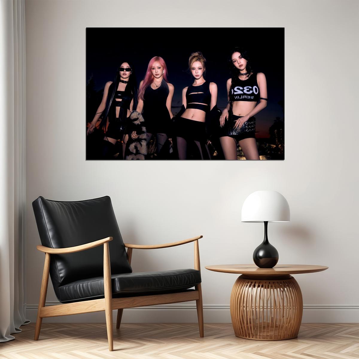 aespa Karina Winter Giselle Ningning Whiplash Album Concept Group Photo K-pop Music Poster Edgy Aesthetic Cyberpunk Female Idol Print Trendy Girl Group Wall Art - xonomax