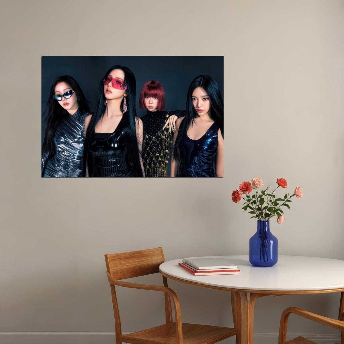 aespa Karina Winter Giselle Ningning Whiplash Album Concept Group Photo K-pop Music Poster Edgy Aesthetic Cyberpunk Female Idol Print Trendy Girl Group Wall Art - xonomax