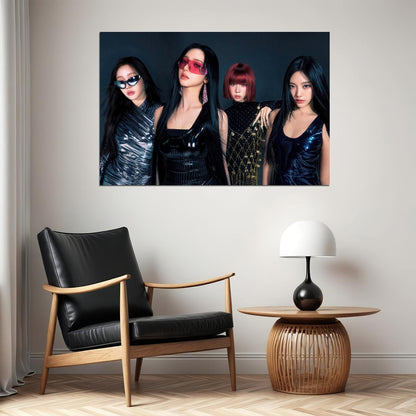 aespa Karina Winter Giselle Ningning Whiplash Album Concept Group Photo K-pop Music Poster Edgy Aesthetic Cyberpunk Female Idol Print Trendy Girl Group Wall Art - xonomax