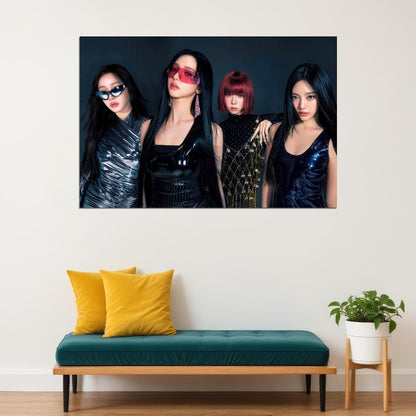 aespa Karina Winter Giselle Ningning Whiplash Album Concept Group Photo K-pop Music Poster Edgy Aesthetic Cyberpunk Female Idol Print Trendy Girl Group Wall Art - xonomax