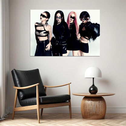 aespa Karina Winter Giselle Ningning Whiplash Album Concept Group Photo K-pop Music Poster Edgy Aesthetic Cyberpunk Female Idol Print Trendy Girl Group Wall Art - xonomax