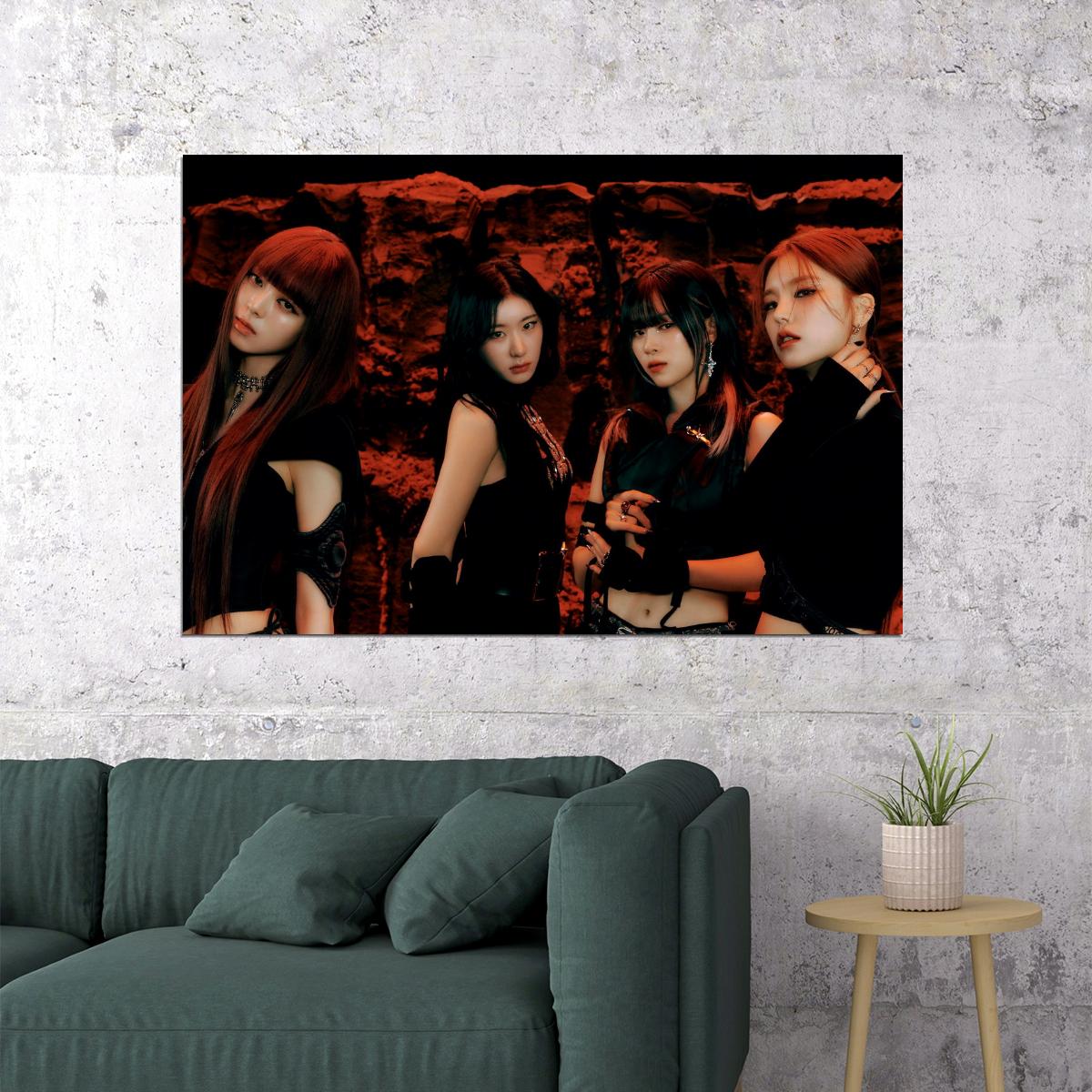 ITZY Yeji Ryujin Chaeryeong Yuna BORN TO BE Concept Group Photo K-pop Music Poster Grunge Aesthetic  Female Edgy Idol Fashion Print Trendy Girl Group Wall Art - xonomax