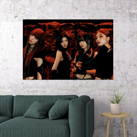 ITZY Yeji Ryujin Chaeryeong Yuna BORN TO BE Concept Group Photo K-pop Music Poster Grunge Aesthetic  Female Edgy Idol Fashion Print Trendy Girl Group Wall Art - xonomax