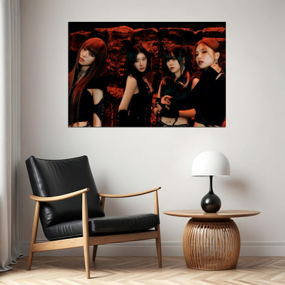 ITZY Yeji Ryujin Chaeryeong Yuna BORN TO BE Concept Group Photo K-pop Music Poster Grunge Aesthetic  Female Edgy Idol Fashion Print Trendy Girl Group Wall Art - xonomax