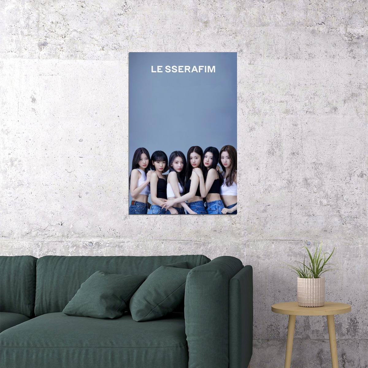 LE SSERAFIM Sakura Chaewon Yunjin Kazuha Eunchae Group Debut Photo Poster K-Pop  Aesthetic K-pop Female Girl Group Korean Fashion Idol Wall Art Print