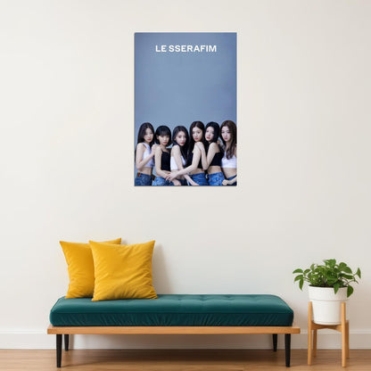 LE SSERAFIM Sakura Chaewon Yunjin Kazuha Eunchae Group Debut Photo Poster K-Pop  Aesthetic K-pop Female Girl Group Korean Fashion Idol Wall Art Print