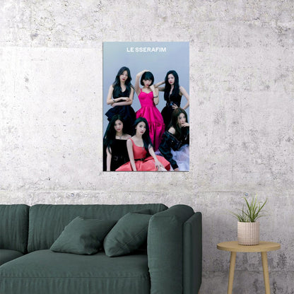 LE SSERAFIM Sakura Chaewon Yunjin Kazuha Eunchae Group Debut Photo Poster K-Pop  Aesthetic K-pop Female Girl Group Korean Fashion Idol Wall Art Print