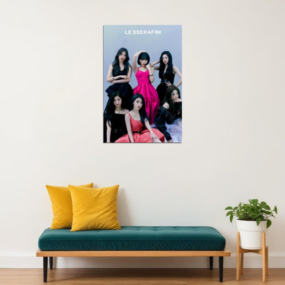 LE SSERAFIM Sakura Chaewon Yunjin Kazuha Eunchae Group Debut Photo Poster K-Pop  Aesthetic K-pop Female Girl Group Korean Fashion Idol Wall Art Print