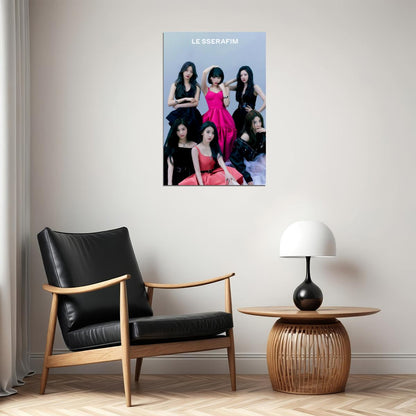 LE SSERAFIM Sakura Chaewon Yunjin Kazuha Eunchae Group Debut Photo Poster K-Pop  Aesthetic K-pop Female Girl Group Korean Fashion Idol Wall Art Print