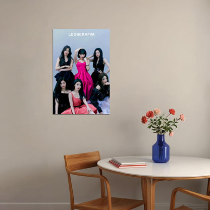 LE SSERAFIM Sakura Chaewon Yunjin Kazuha Eunchae Group Debut Photo Poster K-Pop  Aesthetic K-pop Female Girl Group Korean Fashion Idol Wall Art Print