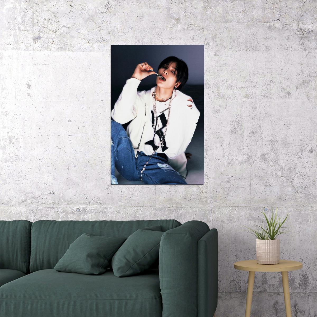 I.n Stray Kids SKZ ROCKSTAR Concept Photo Poster Korean Idol Grunge Fashion Kpop Photocard Style Print Trendy Boy Band Wall Art Retro Rockstar Aesthetic