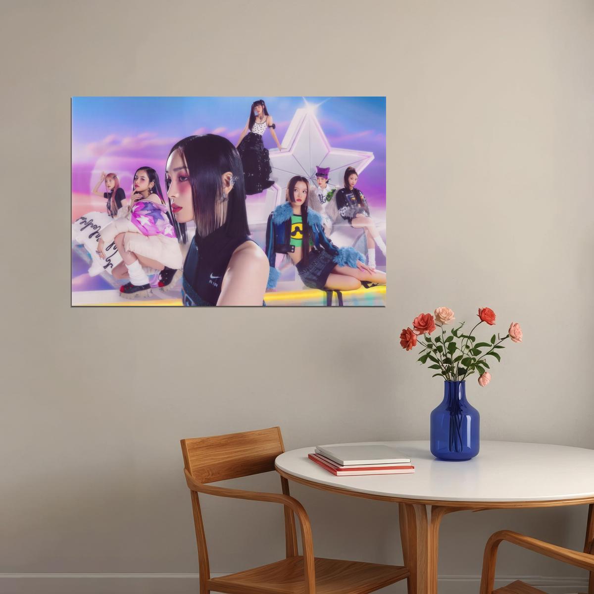 XG SHOOTING STAR Group Photo K-pop Music Poster Y2K Neo Futurism Aesthetic Female Cyber Kpop Idol Fashion Print Trendy Kpop Girl Group Wall Art