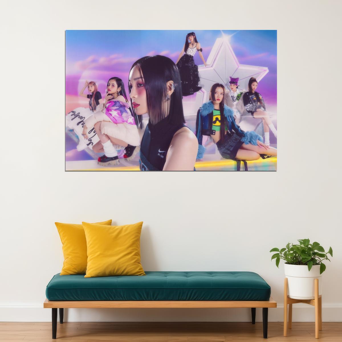 XG SHOOTING STAR Group Photo K-pop Music Poster Y2K Neo Futurism Aesthetic Female Cyber Kpop Idol Fashion Print Trendy Kpop Girl Group Wall Art