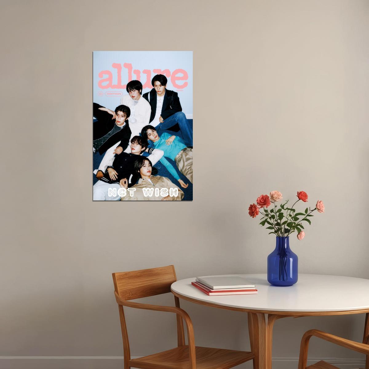 NCT WISH K-Pop Group Magazine Cover Allure Photographic Style Music Poster Wall Art Print Home Decor For Living Room Collectible