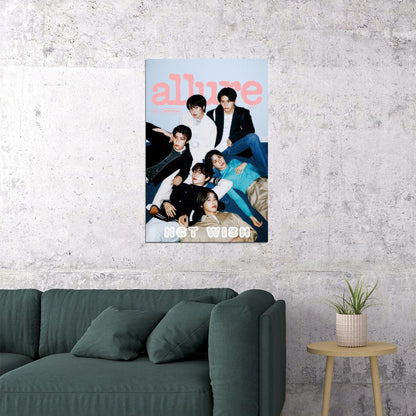 NCT WISH K-Pop Group Magazine Cover Allure Photographic Style Music Poster Wall Art Print Home Decor For Living Room Collectible