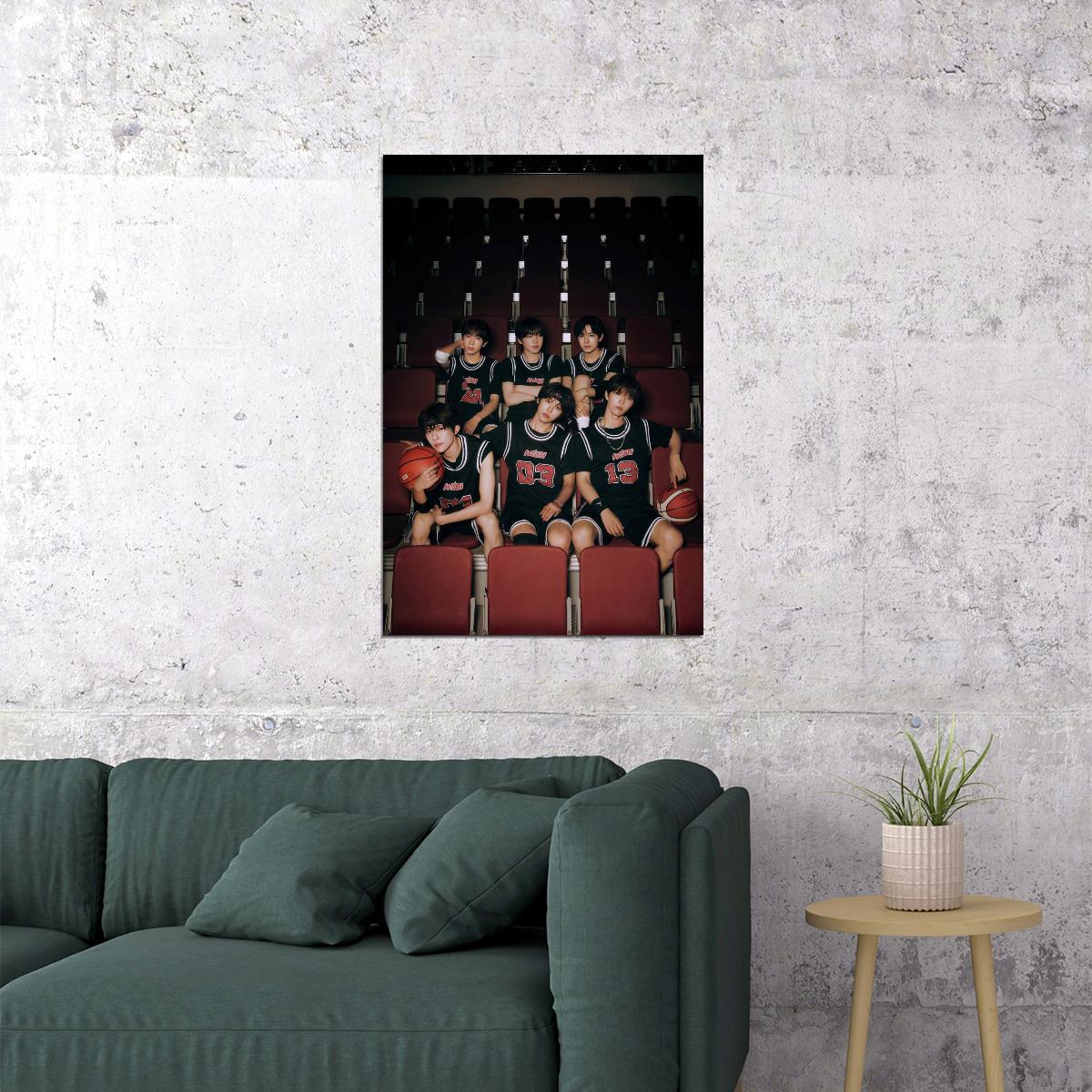 NCT WISH K-Pop Boy Band Basketball Team Sports Style Music Poster Wall Art Print Athletic Home Decor For Living Room Collectible for Kpop Fans