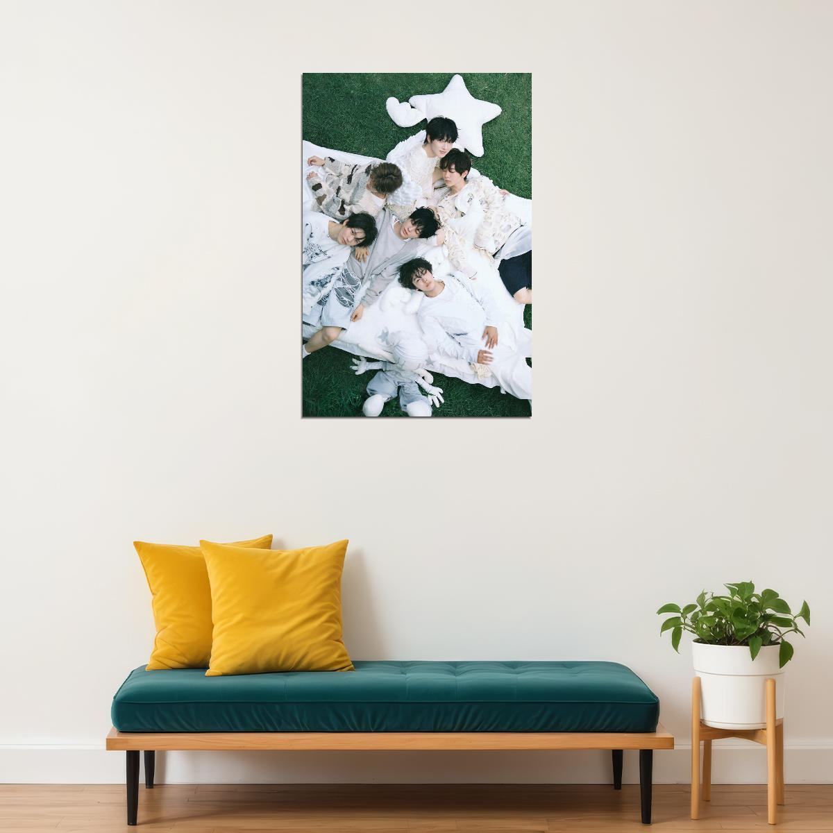 NCT WISH K-Pop Boy Band Cozy Bed Scene Sleepover Theme Music Poster Wall Art Print Cute Home Decor For Living Room Collectible Collectible