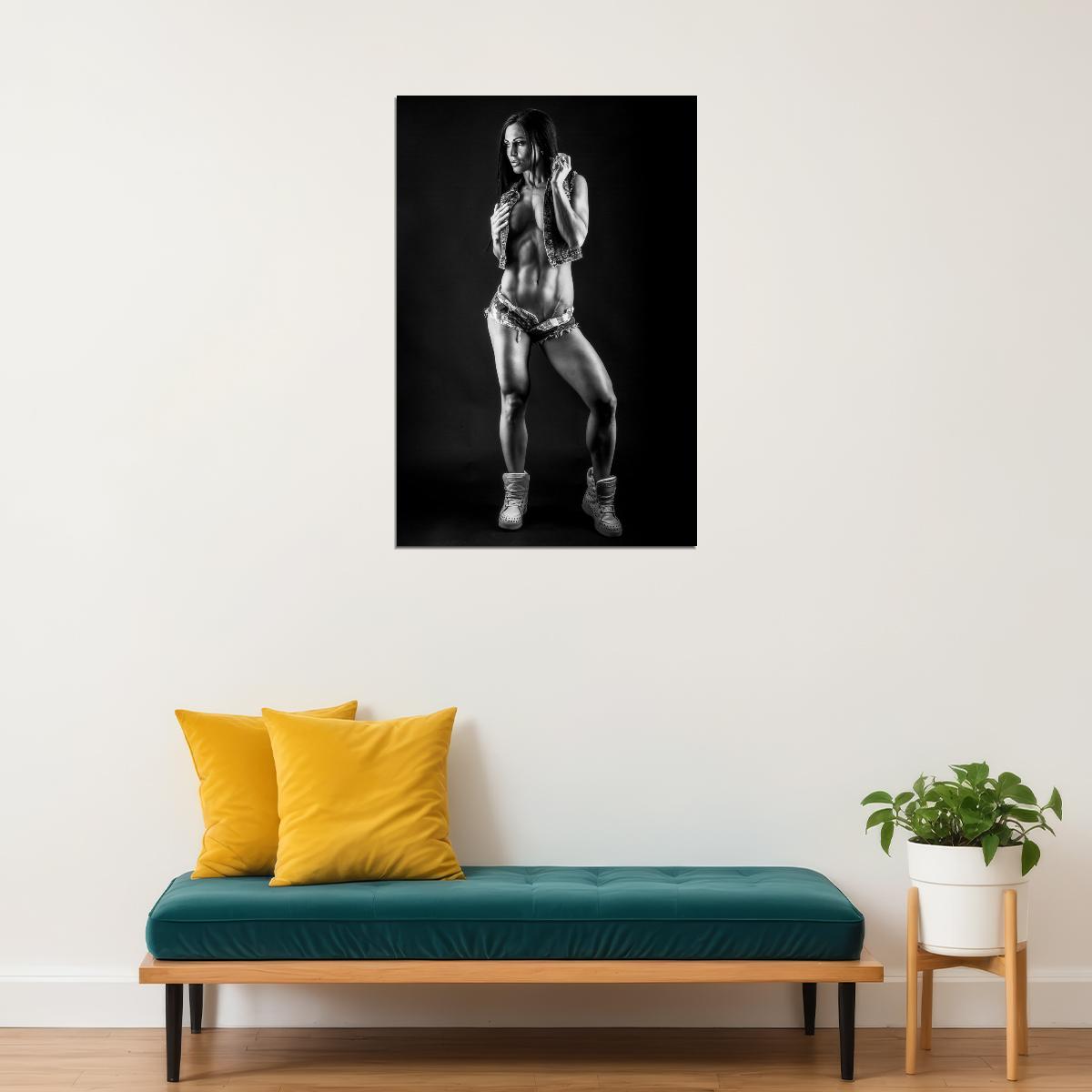 Anita Herbert Hot Fitness Model Poster Sexy Black and White Gym Wall Art Inspirational Workout Decor Aesthetic Sports Print Motivational Wall Decor Athletic Icon HD Photo Print