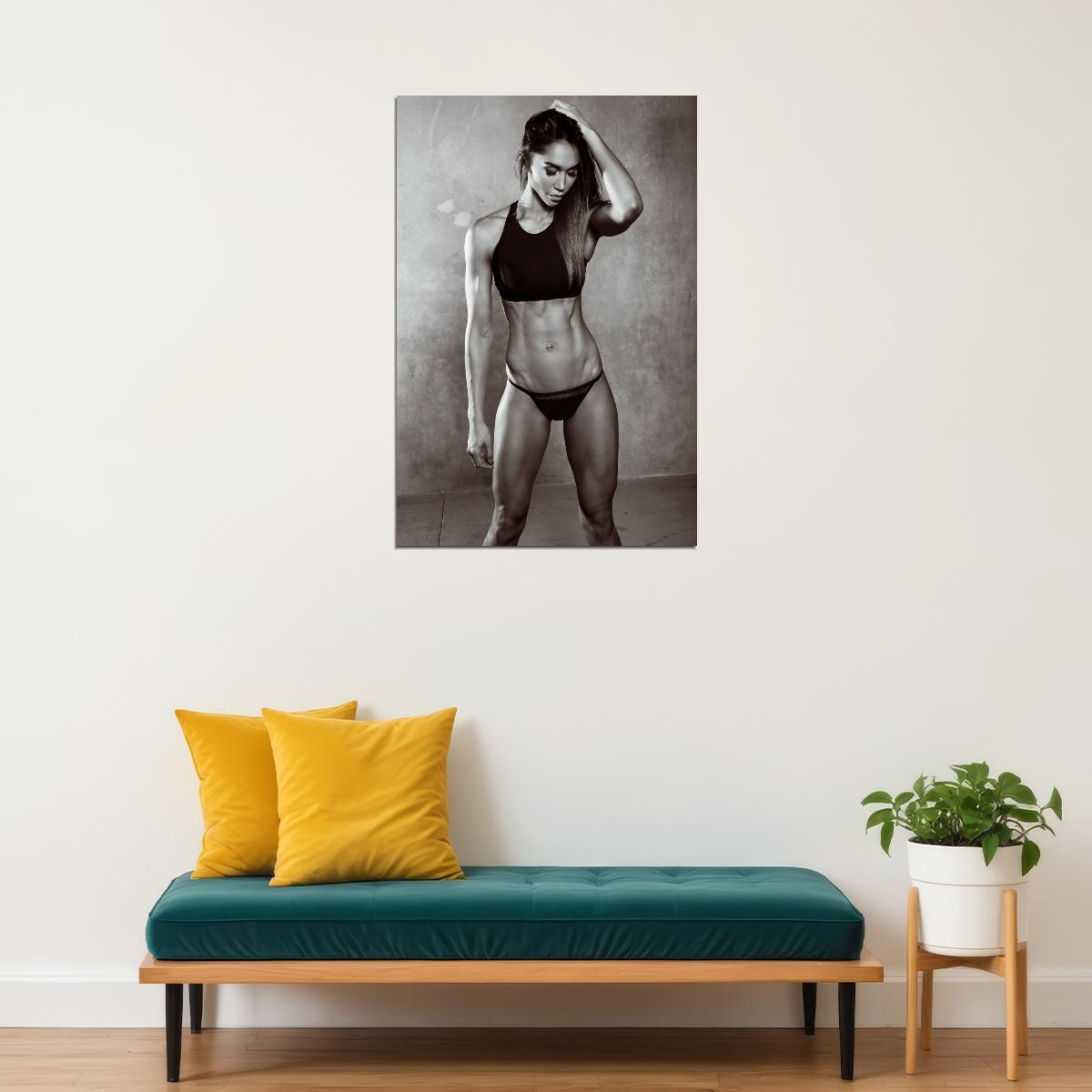 Chontel Duncan Hot Fitness Model Poster Sexy Black and White Gym Wall Art Inspirational Workout Decor Aesthetic Sports Print Motivational Wall Decor Athletic Icon HD Photo Print