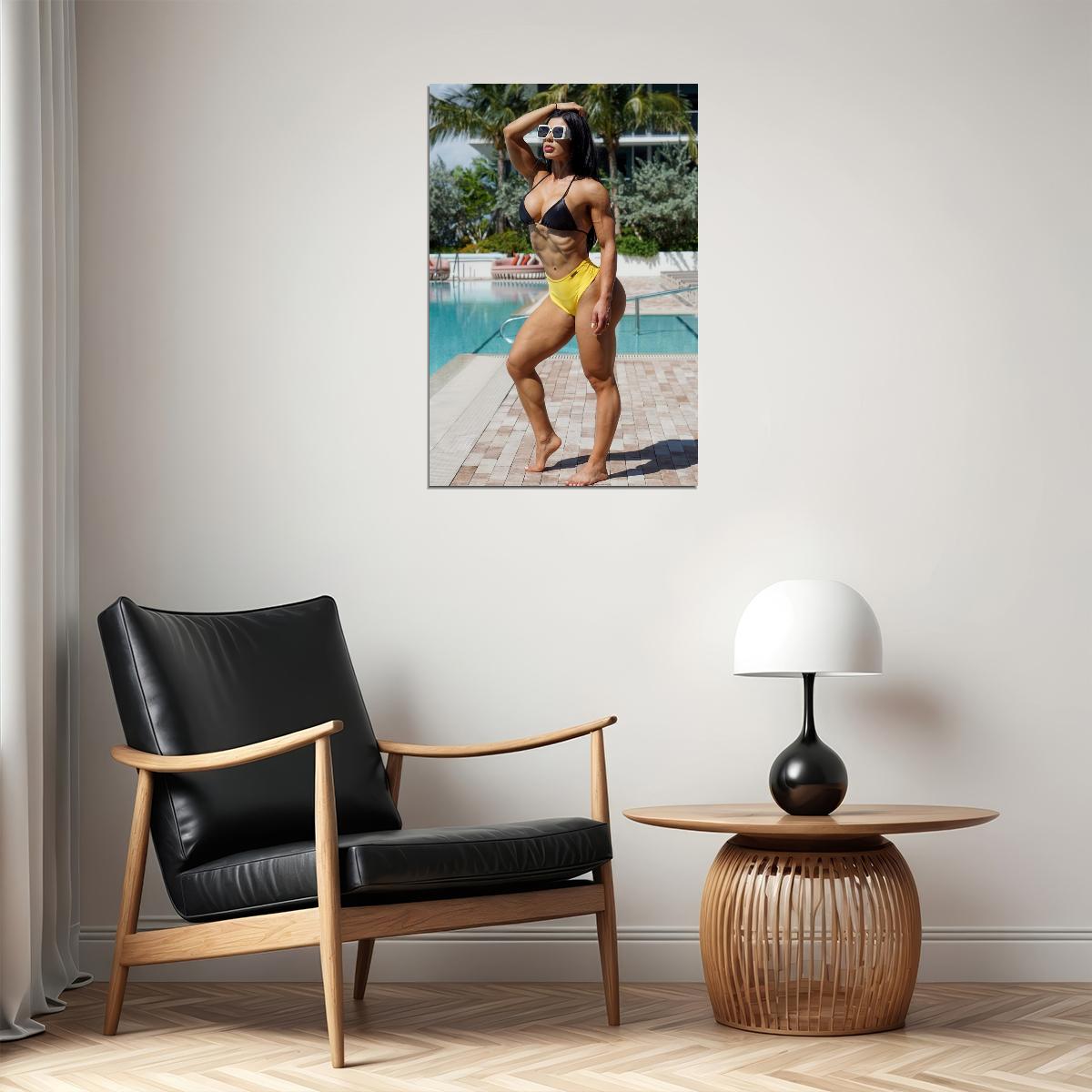 Eva Andressa Hot Fitness Model Poster Sexy Bikini Wall Art Inspirational Workout Room Decor Aesthetic Sports Print Gym Motivational Wall Decor Athletic Icon HD Photo Print