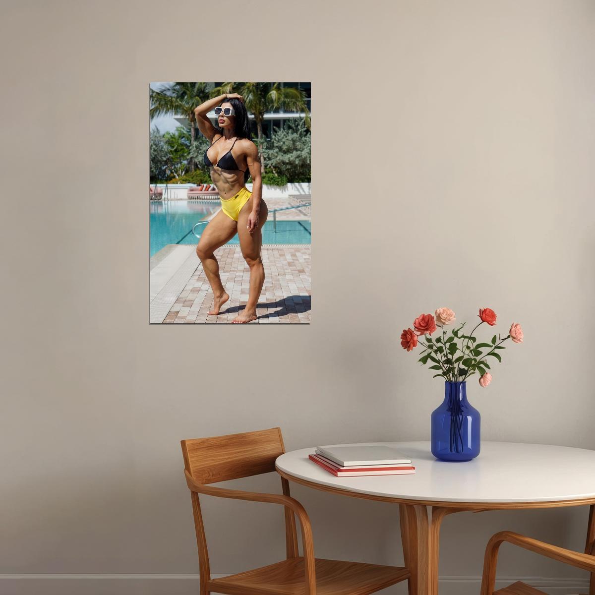 Eva Andressa Hot Fitness Model Poster Sexy Bikini Wall Art Inspirational Workout Room Decor Aesthetic Sports Print Gym Motivational Wall Decor Athletic Icon HD Photo Print