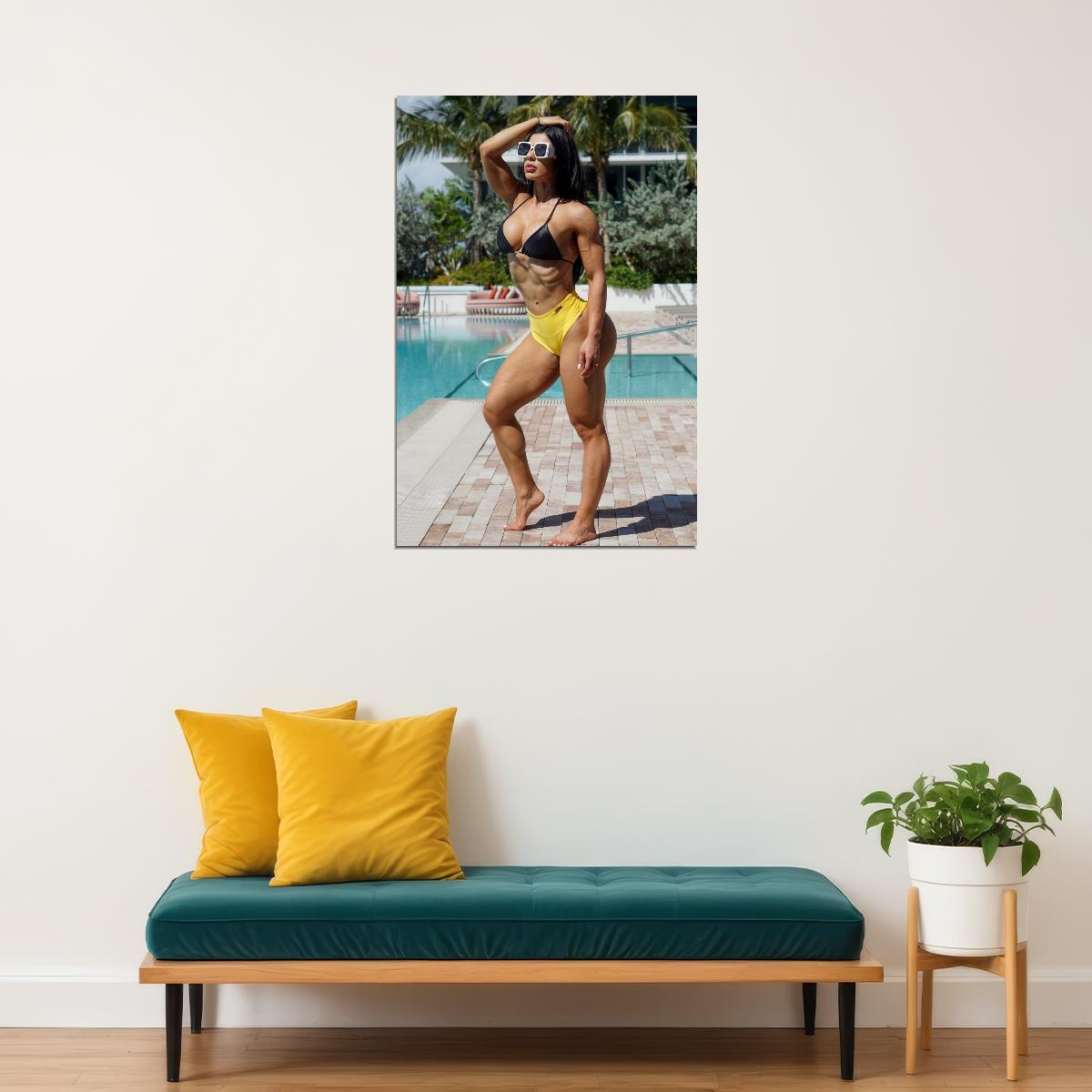 Eva Andressa Hot Fitness Model Poster Sexy Bikini Wall Art Inspirational Workout Room Decor Aesthetic Sports Print Gym Motivational Wall Decor Athletic Icon HD Photo Print