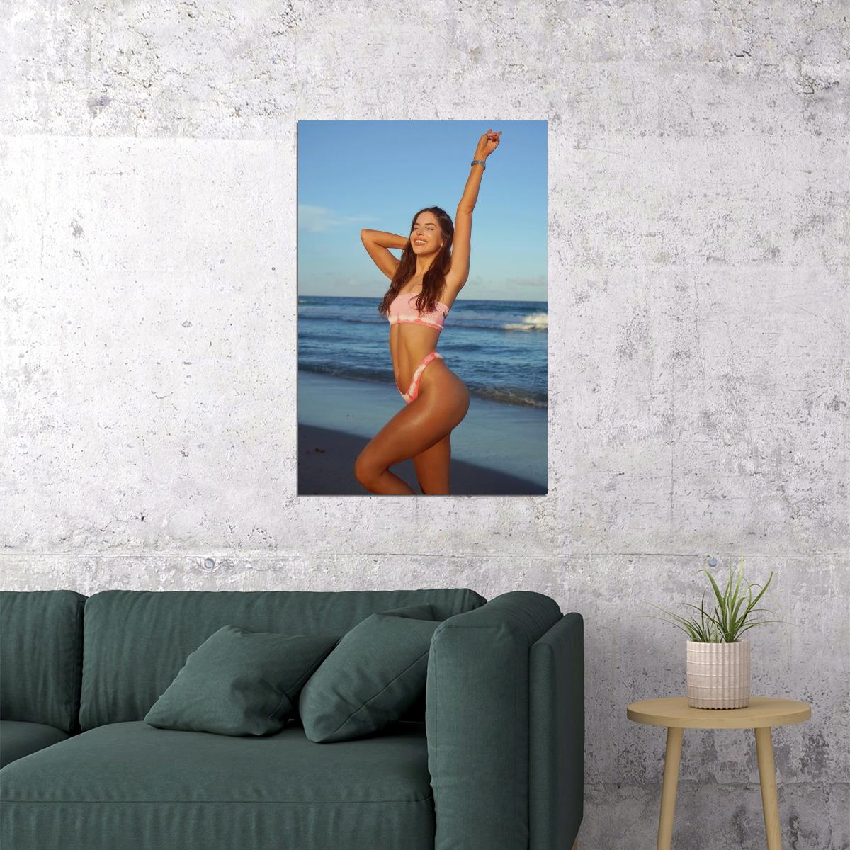 Jen Selter Hot Fitness Model Poster Sexy Bikini Wall Art Inspirational Workout Room Decor Aesthetic Sports Print Gym Motivational Wall Decor Athletic Icon HD Photo Print