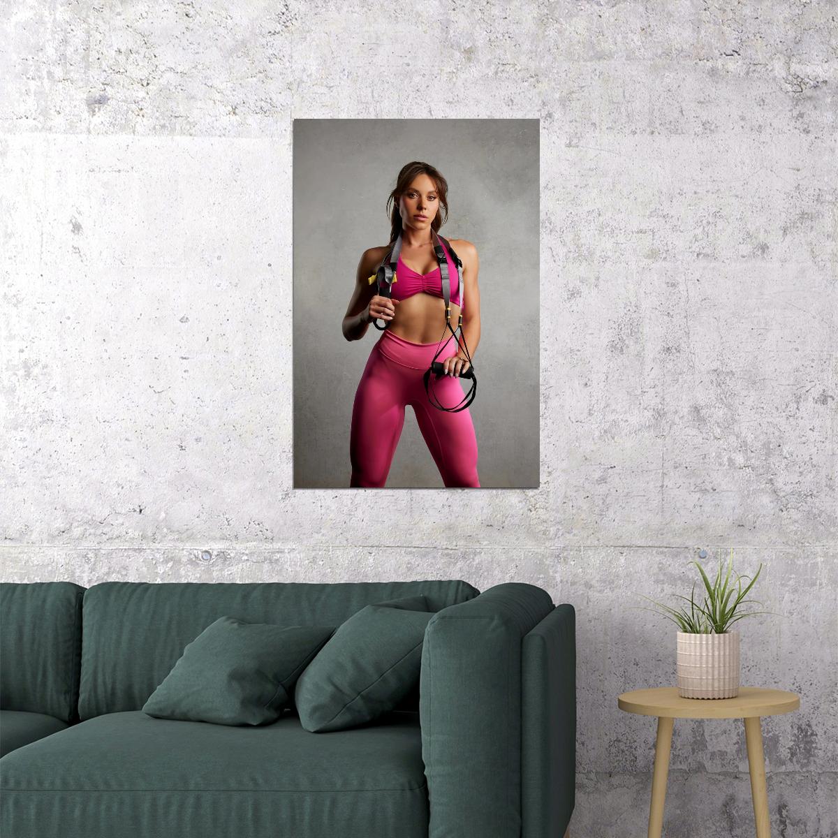 Kelsey Wells Hot Fitness Model Poster Gym Icon Motivational Wall Art Sexy Inspirational Workout Room Decor Aesthetic Sports Print Exercise Wall Decor Athletic Icon HD Photo Print - xonomax