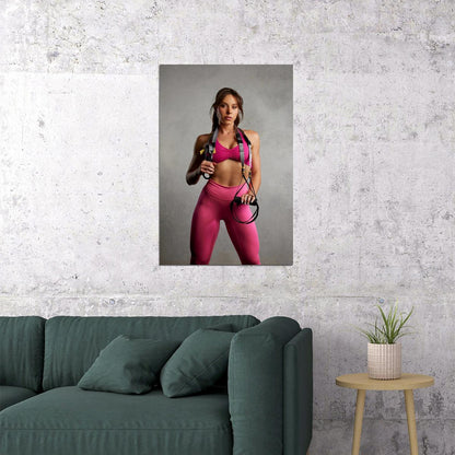 Kelsey Wells Hot Fitness Model Poster Gym Icon Motivational Wall Art Sexy Inspirational Workout Room Decor Aesthetic Sports Print Exercise Wall Decor Athletic Icon HD Photo Print - xonomax