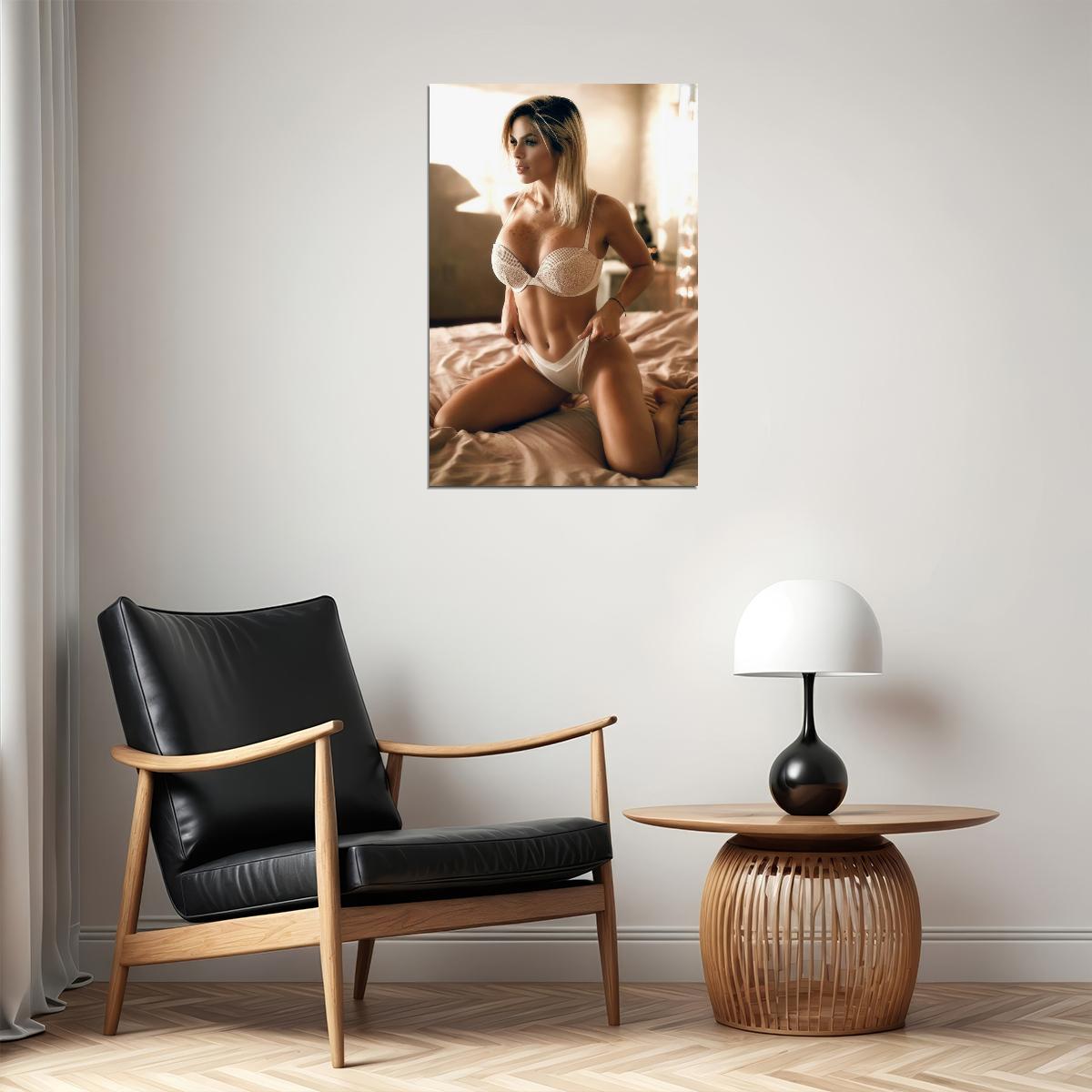 Michelle Lewin Hot Fitness Model Poster Sexy Lingerie Wall Art Inspirational Workout Room Decor Aesthetic Sports Print Gym Motivational Wall Decor Athletic Icon HD Photo Print - xonomax