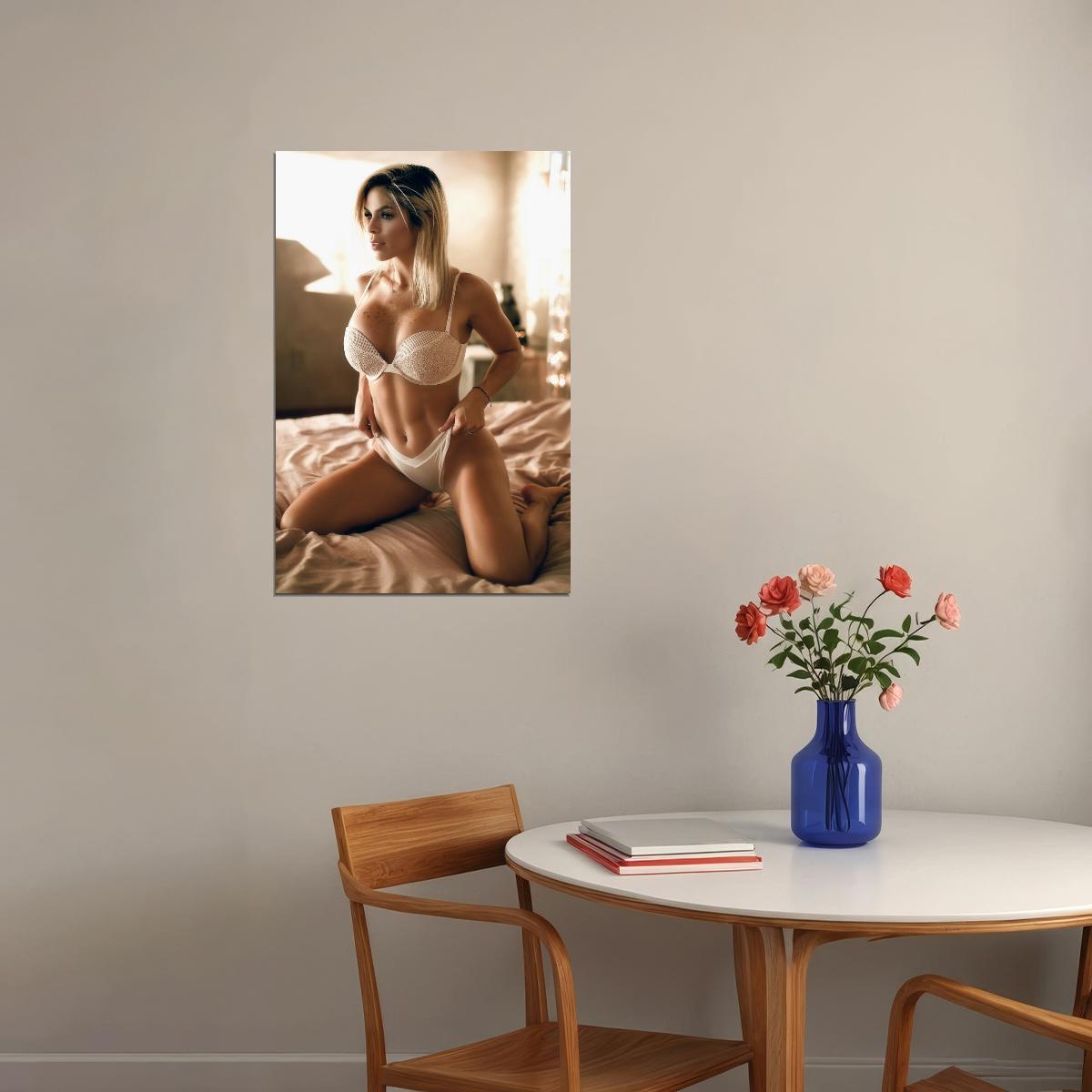 Michelle Lewin Hot Fitness Model Poster Sexy Lingerie Wall Art Inspirational Workout Room Decor Aesthetic Sports Print Gym Motivational Wall Decor Athletic Icon HD Photo Print - xonomax