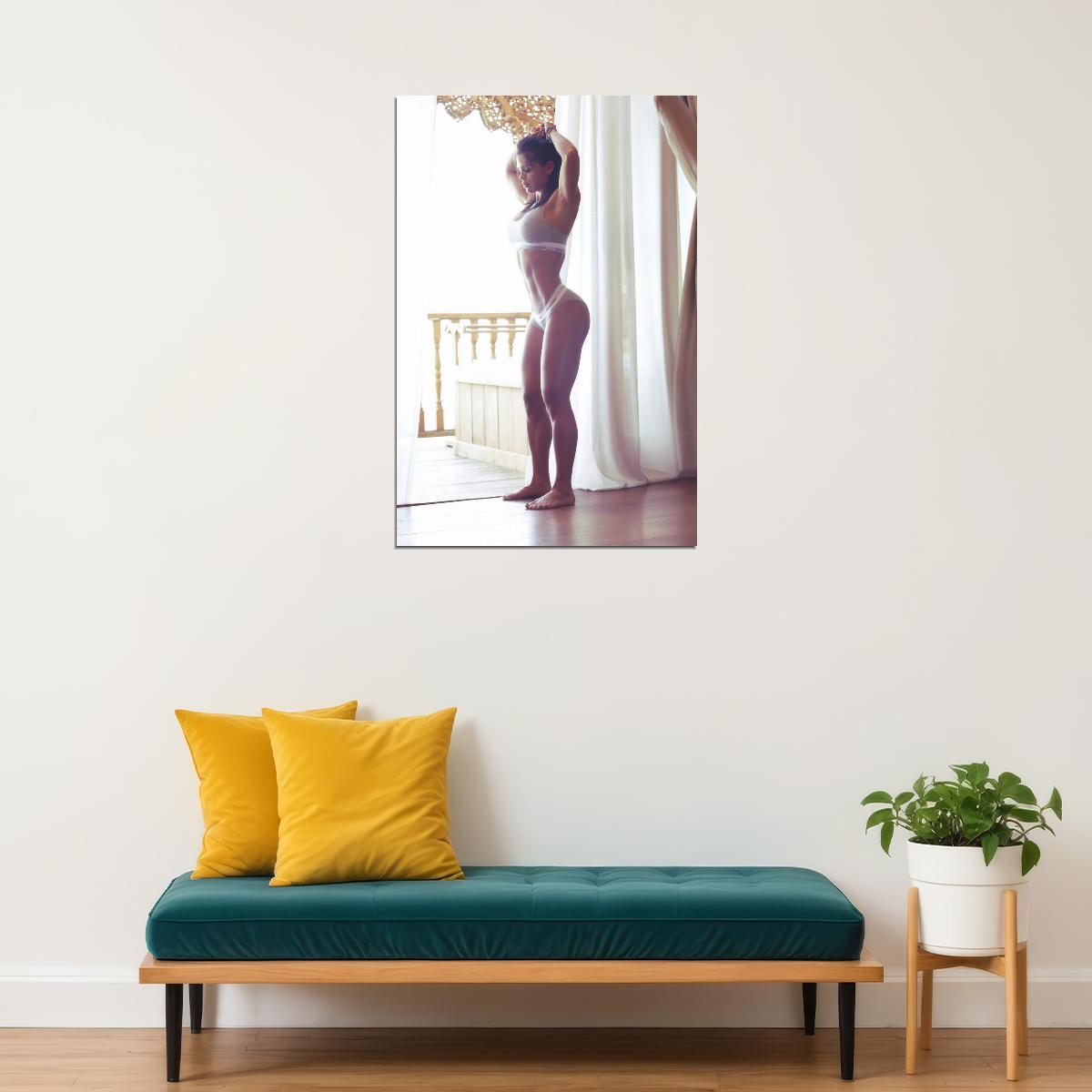 Michelle Lewin Hot Fitness Model Poster Sexy Lingerie Wall Art Inspirational Workout Room Decor Aesthetic Sports Print Gym Motivational Wall Decor Athletic Icon HD Photo Print - xonomax