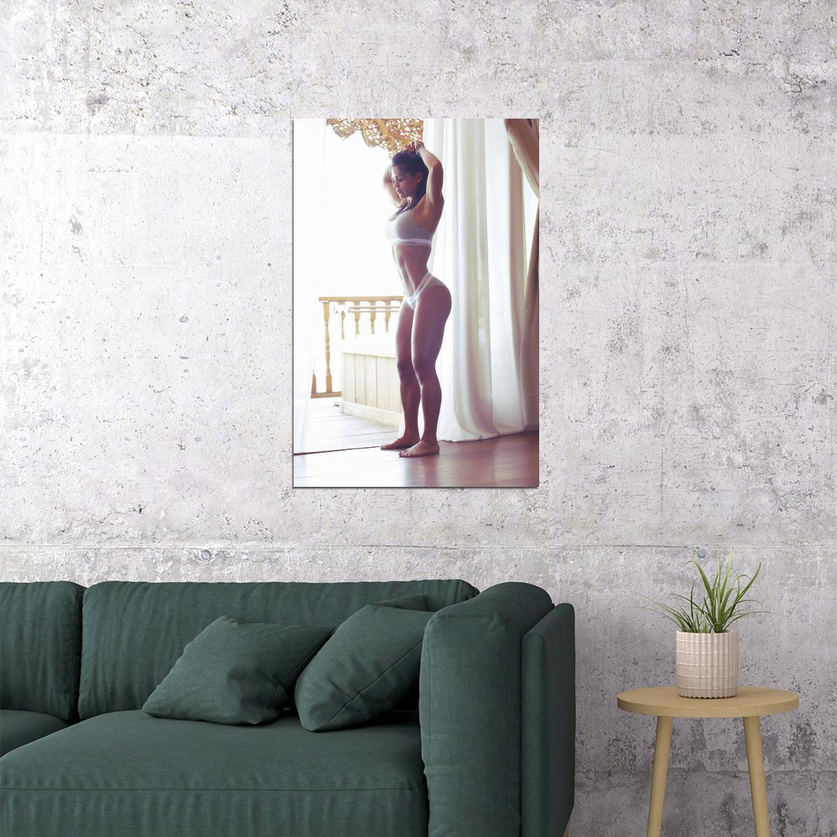 Michelle Lewin Hot Fitness Model Poster Sexy Lingerie Wall Art Inspirational Workout Room Decor Aesthetic Sports Print Gym Motivational Wall Decor Athletic Icon HD Photo Print - xonomax