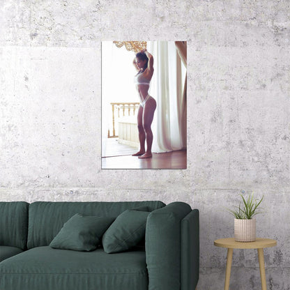 Michelle Lewin Hot Fitness Model Poster Sexy Lingerie Wall Art Inspirational Workout Room Decor Aesthetic Sports Print Gym Motivational Wall Decor Athletic Icon HD Photo Print - xonomax