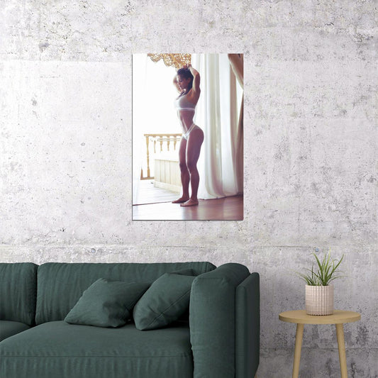 Michelle Lewin Hot Fitness Model Poster Sexy Lingerie Wall Art Inspirational Workout Room Decor Aesthetic Sports Print Gym Motivational Wall Decor Athletic Icon HD Photo Print - xonomax