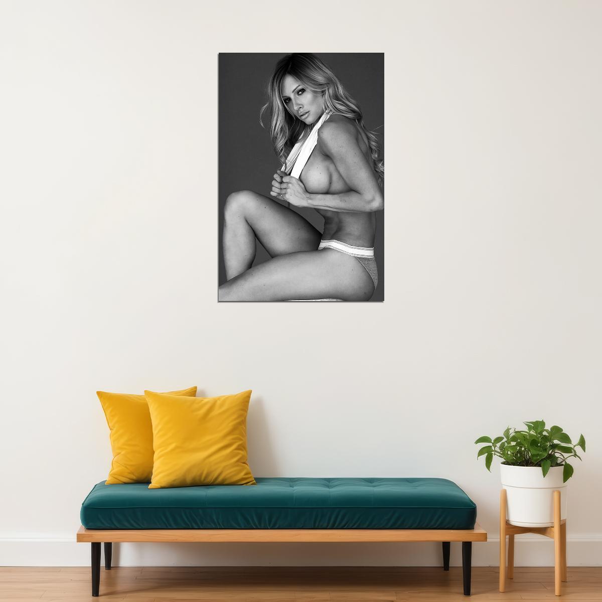 Paige Hathaway Hot Fitness Model Poster Strong Sexy Women Wall Art Black and White Inspirational Workout Aesthetic Sports Gym Motivational Wall Decor Athletic Icon HD Photo Print - xonomax