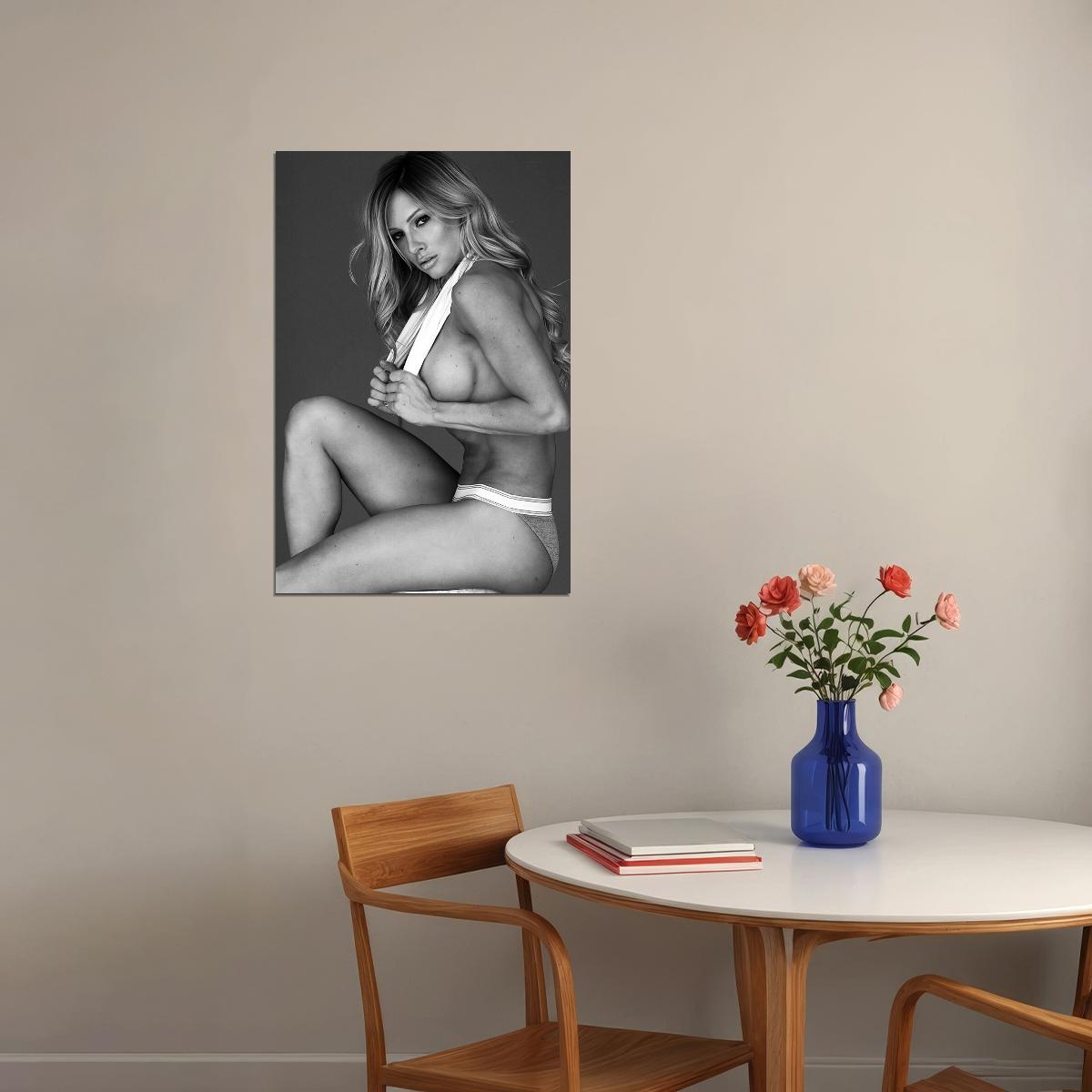 Paige Hathaway Hot Fitness Model Poster Strong Sexy Women Wall Art Black and White Inspirational Workout Aesthetic Sports Gym Motivational Wall Decor Athletic Icon HD Photo Print - xonomax