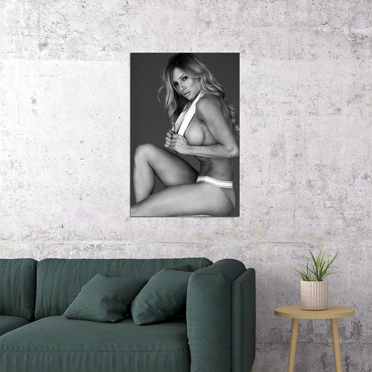 Paige Hathaway Hot Fitness Model Poster Strong Sexy Women Wall Art Black and White Inspirational Workout Aesthetic Sports Gym Motivational Wall Decor Athletic Icon HD Photo Print - xonomax