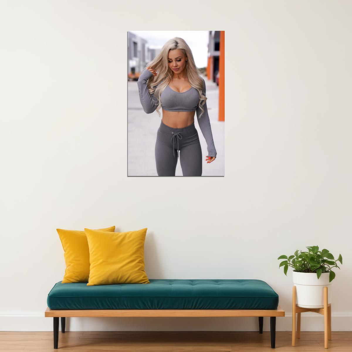 Stephanie Sanzo Hot Fitness Model Poster Strong Sexy Women Wall Art Inspirational Workout Room Decor Aesthetic Sports Print Gym Motivational Wall Decor Athletic Icon HD Photo Print - xonomax