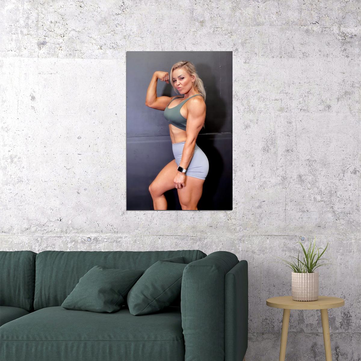 Stephanie Sanzo Hot Fitness Model Poster Strong Sexy Women Wall Art Inspirational Workout Room Decor Aesthetic Sports Print Gym Motivational Wall Decor Athletic Icon HD Photo Print