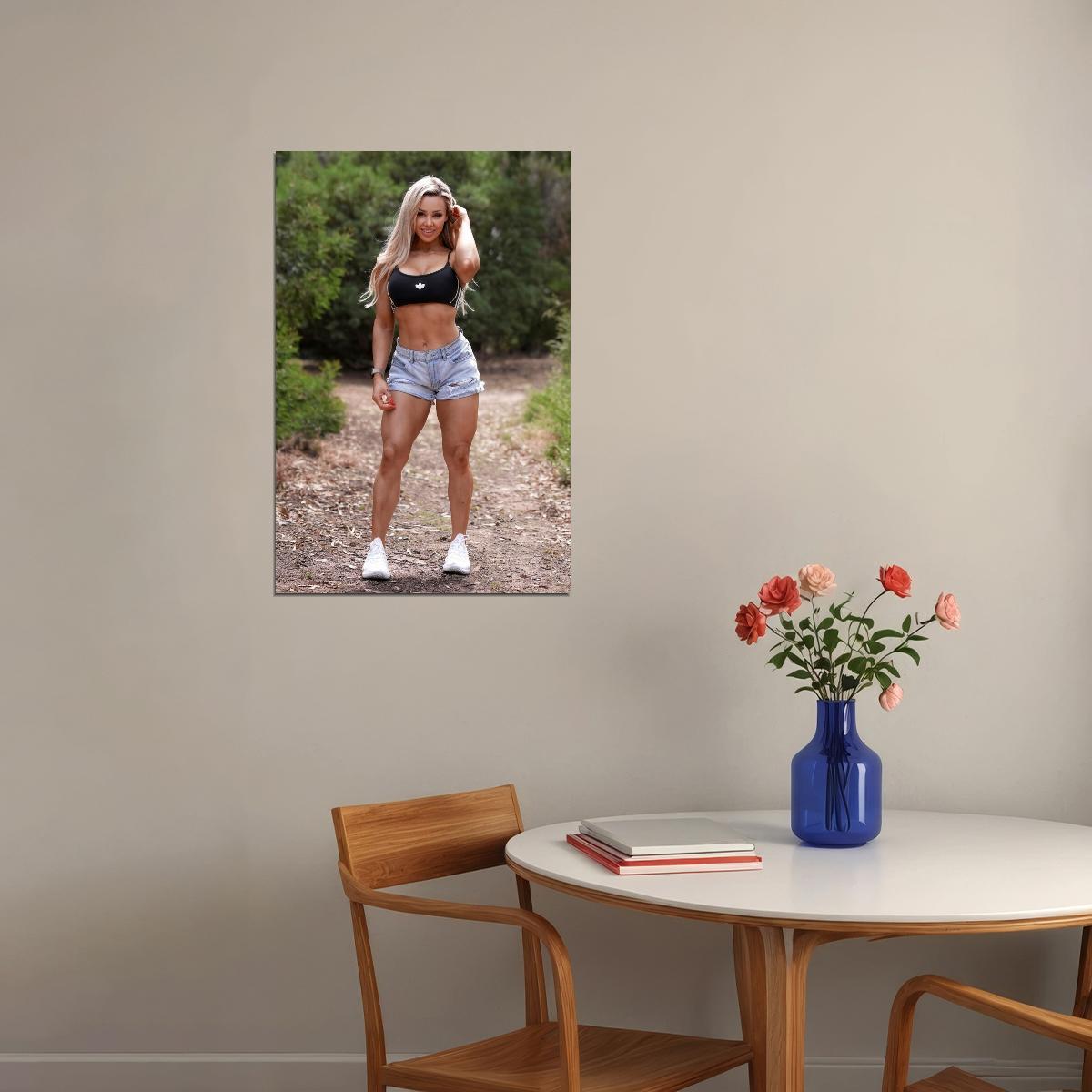 Stephanie Sanzo Hot Fitness Model Poster Strong Sexy Women Wall Art Inspirational Workout Room Decor Aesthetic Sports Print Gym Motivational Wall Decor Athletic Icon HD Photo Print - xonomax