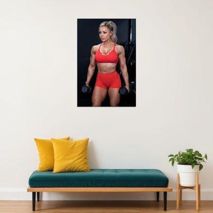 Stephanie Sanzo Hot Fitness Model Poster Strong Sexy Women Wall Art Inspirational Workout Room Decor Aesthetic Sports Print Gym Motivational Wall Decor Athletic Icon HD Photo Print