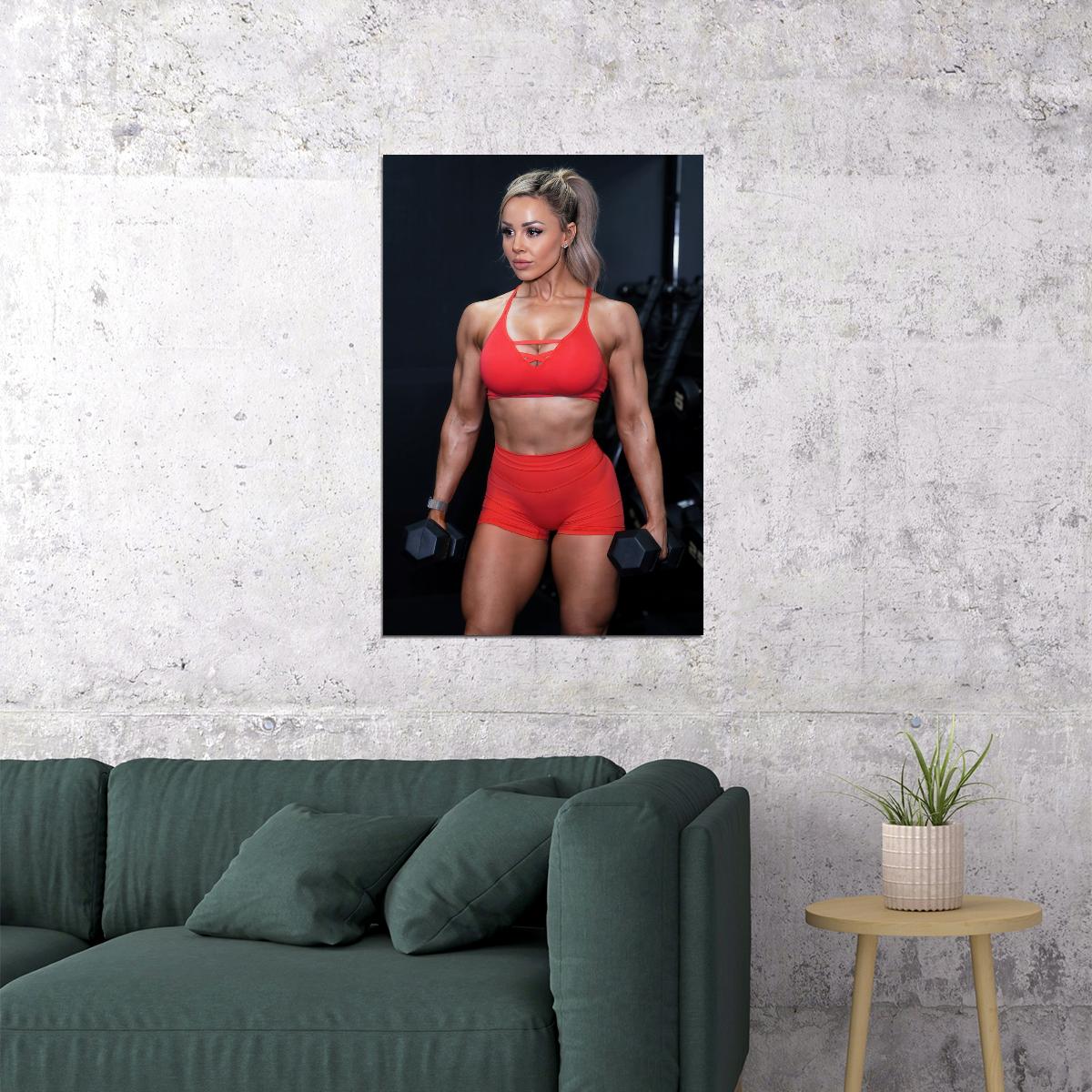 Stephanie Sanzo Hot Fitness Model Poster Strong Sexy Women Wall Art Inspirational Workout Room Decor Aesthetic Sports Print Gym Motivational Wall Decor Athletic Icon HD Photo Print