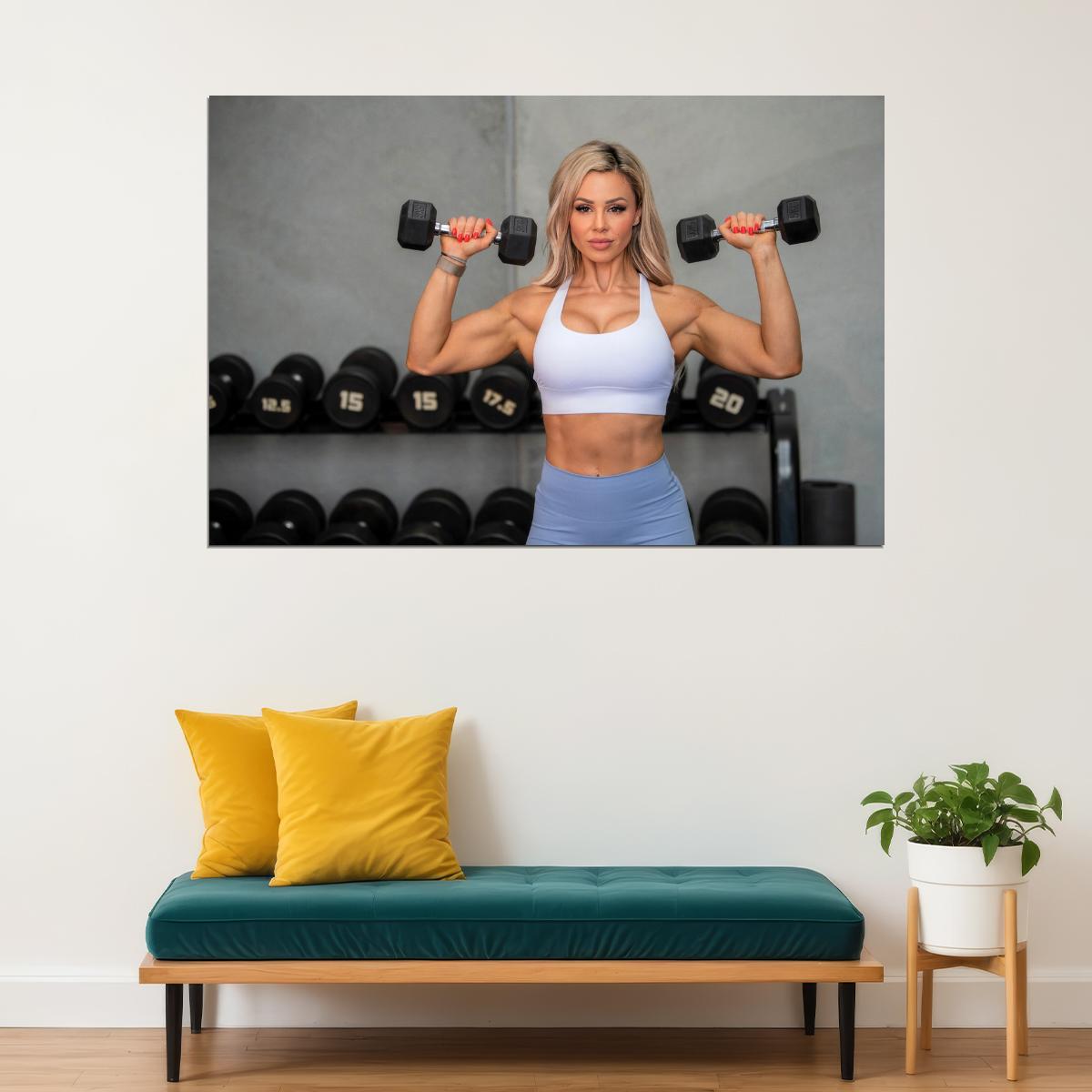 Stephanie Sanzo Hot Fitness Model Poster Strong Sexy Women Wall Art Inspirational Workout Room Decor Aesthetic Sports Print Gym Motivational Wall Decor Athletic Icon HD Photo Print - xonomax