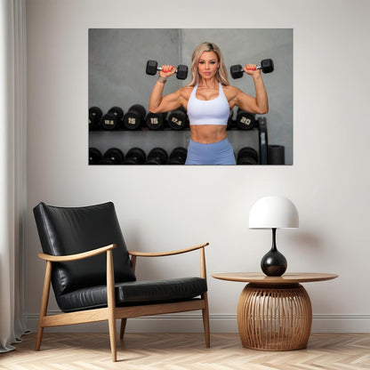 Stephanie Sanzo Hot Fitness Model Poster Strong Sexy Women Wall Art Inspirational Workout Room Decor Aesthetic Sports Print Gym Motivational Wall Decor Athletic Icon HD Photo Print - xonomax
