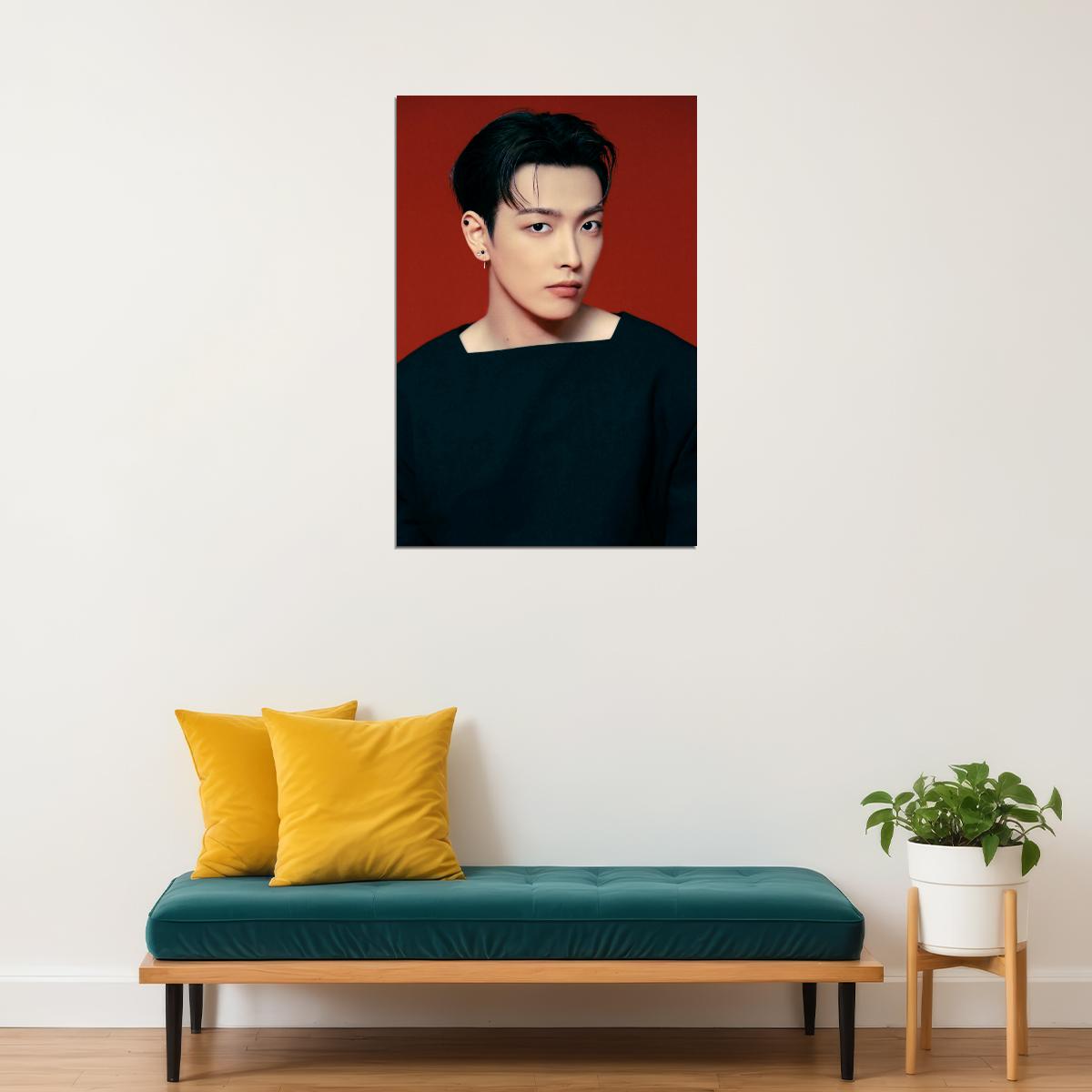 Ateez Hongjoong Golden Hour Part.2 Concept Photo Music Poster K-Pop Home Decor For Living Room Aesthetic Kpop Male Boys Group Boy Band