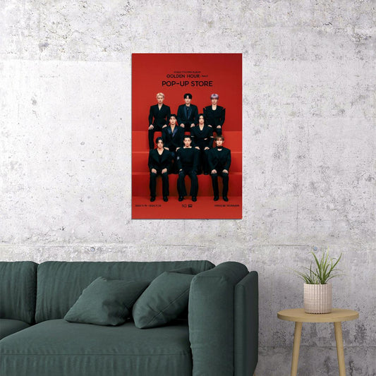 Ateez Group Photo Golden Hour Part.2 Concept Photo Music Poster K-Pop Home Decor For Living Room Aesthetic Kpop Male Boys Group Boy Band - xonomax