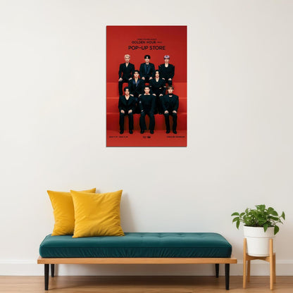 Ateez Group Photo Golden Hour Part.2 Concept Photo Music Poster K-Pop Home Decor For Living Room Aesthetic Kpop Male Boys Group Boy Band - xonomax