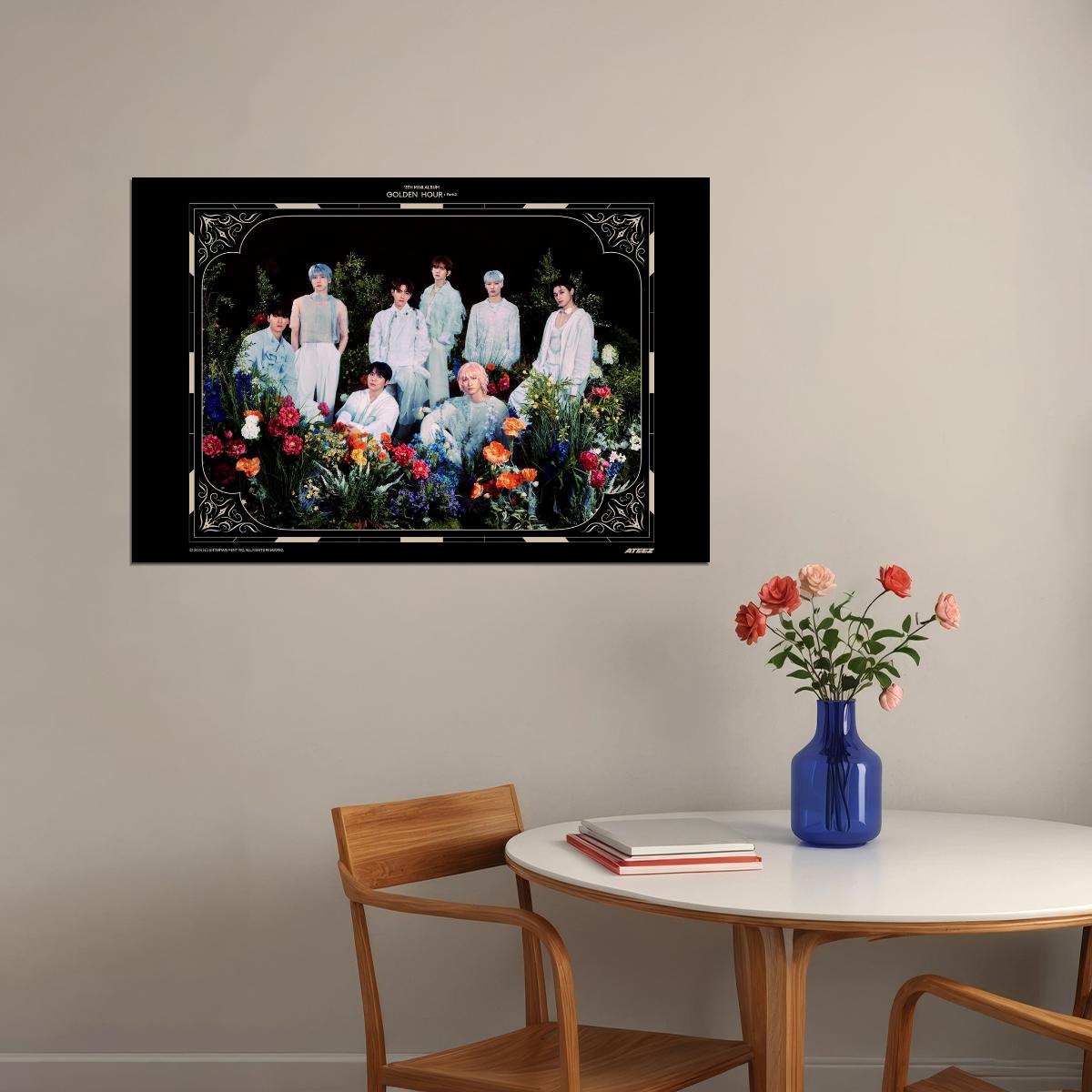 Ateez Golden Hour Part.2 Concept Group Photo Music Poster K-Pop Home Decor For Living Room Aesthetic Kpop Male Boys Group Boy Band - xonomax